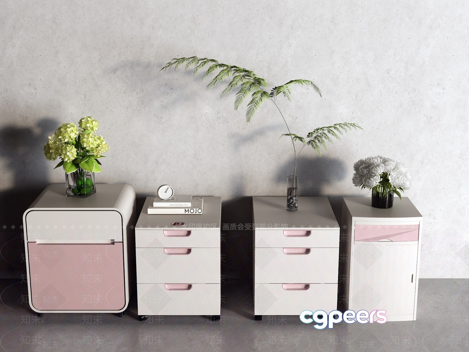 Modern White Furniture 3D Model - 16386 - VRAY Render
