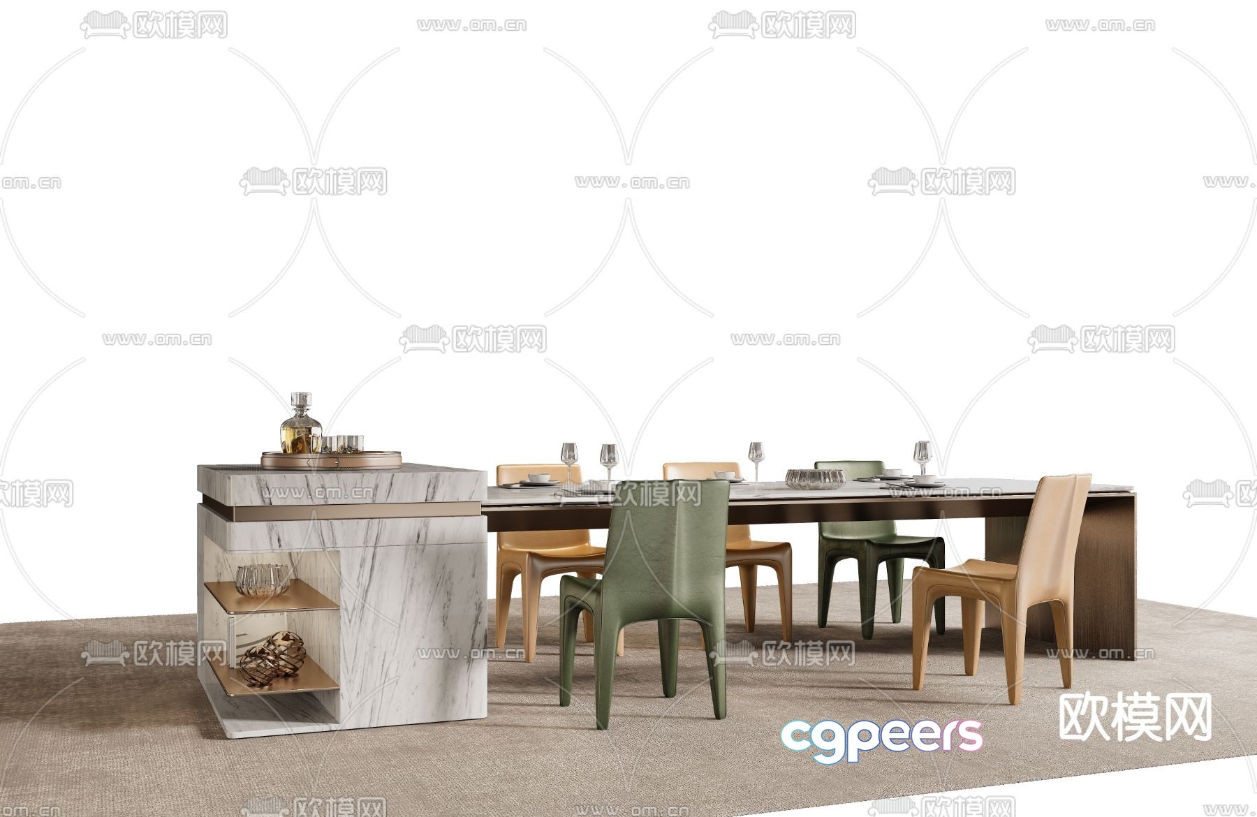Modern Dining Room 3D Model - 17288 - VRAY Render Modern Dining Room 3D Model - 17288 - VRAY Render