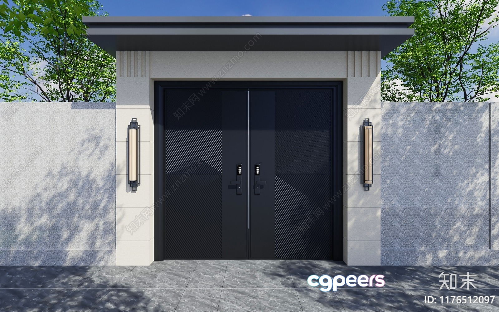 Modern Black Door 3D Model - 10059 - VRAY Render