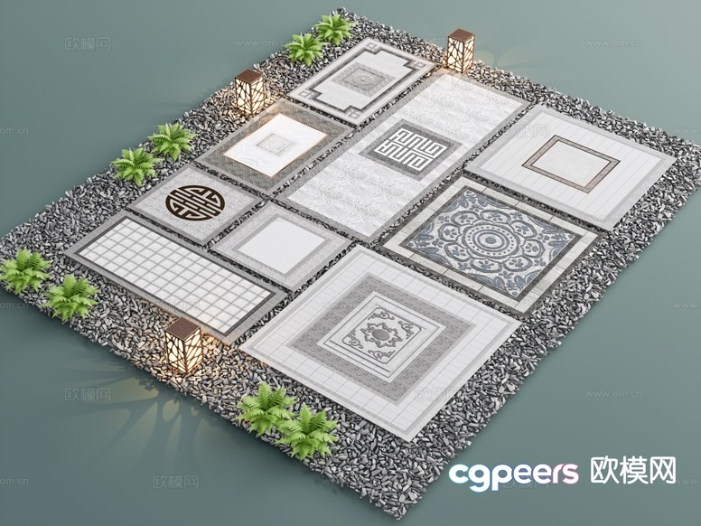 Decorative Outdoor Tile 3D Model - 16538 - VRAY Render Decorative Outdoor Tile 3D Model - 16538 - VRAY Render
