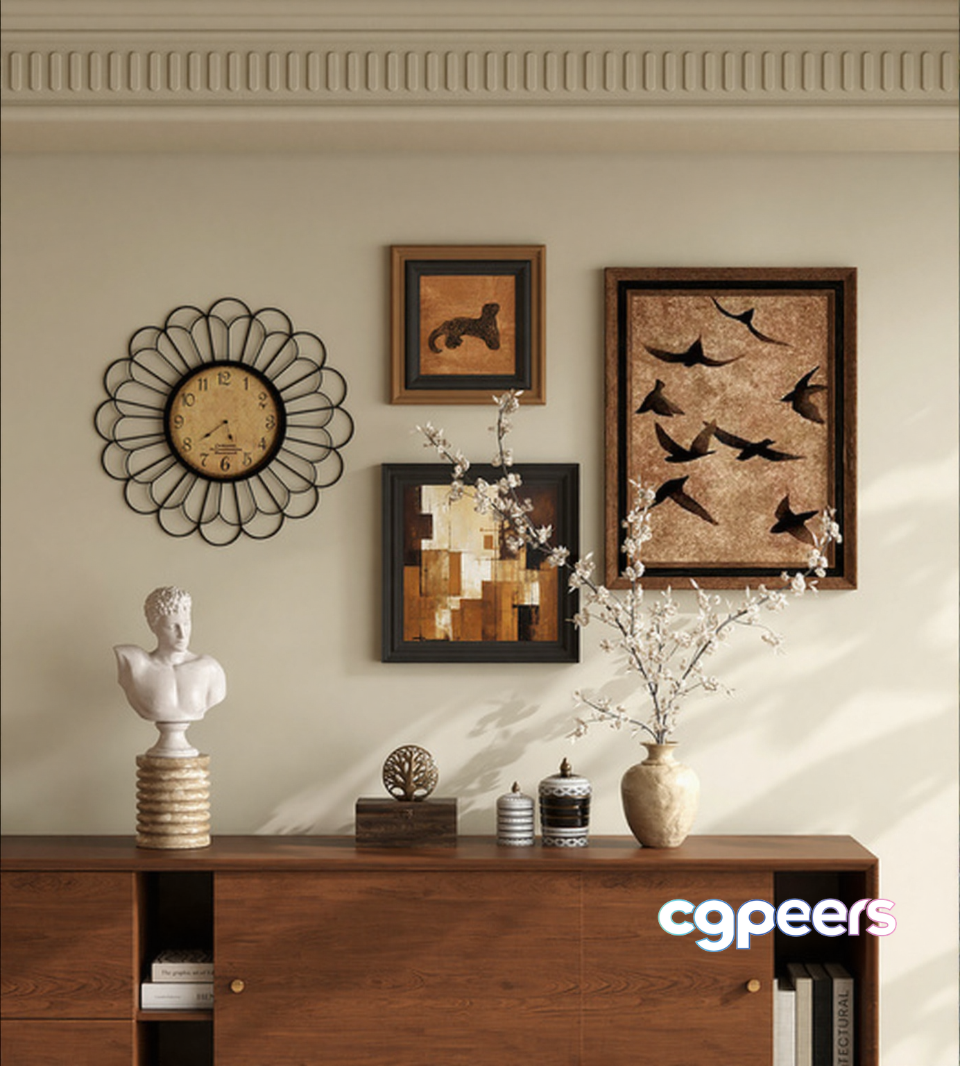 Mid-Century Modern Sideboard 3D Model - 20378 - VRAY Render