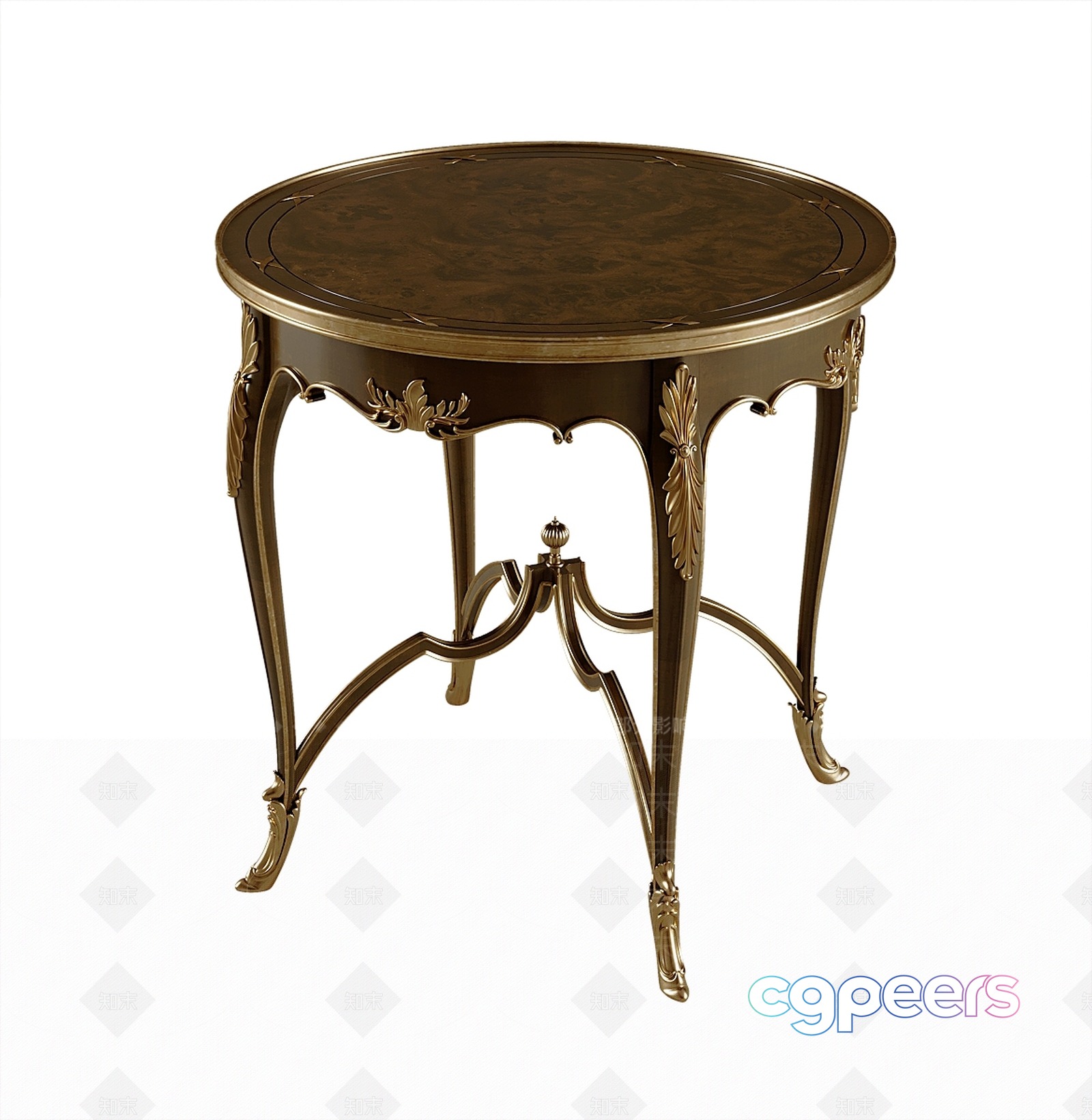 Small Round Table With Ornate Legs 3D Model - 440 - VRAY Render