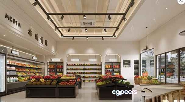 Modern Grocery Store 3D Model - 9155 - VRAY Render Modern Grocery Store 3D Model - 9155 - VRAY Render