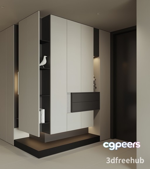 Modern Grey And White Cabinet 3D Model - 19248 - VRAY Render