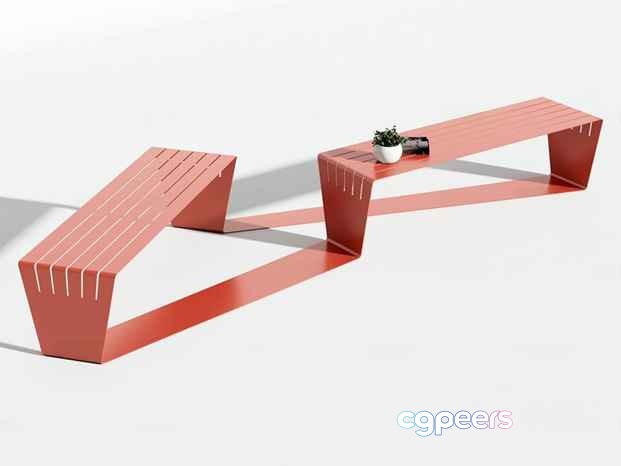 Modern Pink Bench 3D Model - 663 - VRAY Render