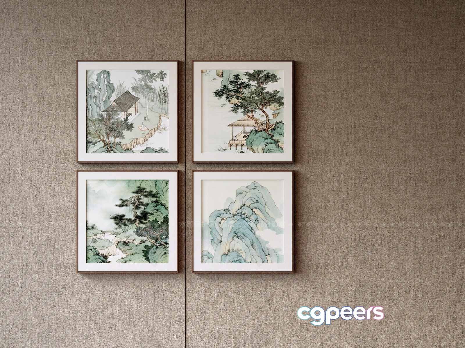 Four Framed Paintings On A Wall 3D Model - 22552 - VRAY Render Four Framed Paintings On A Wall 3D Model - 22552 - VRAY Render