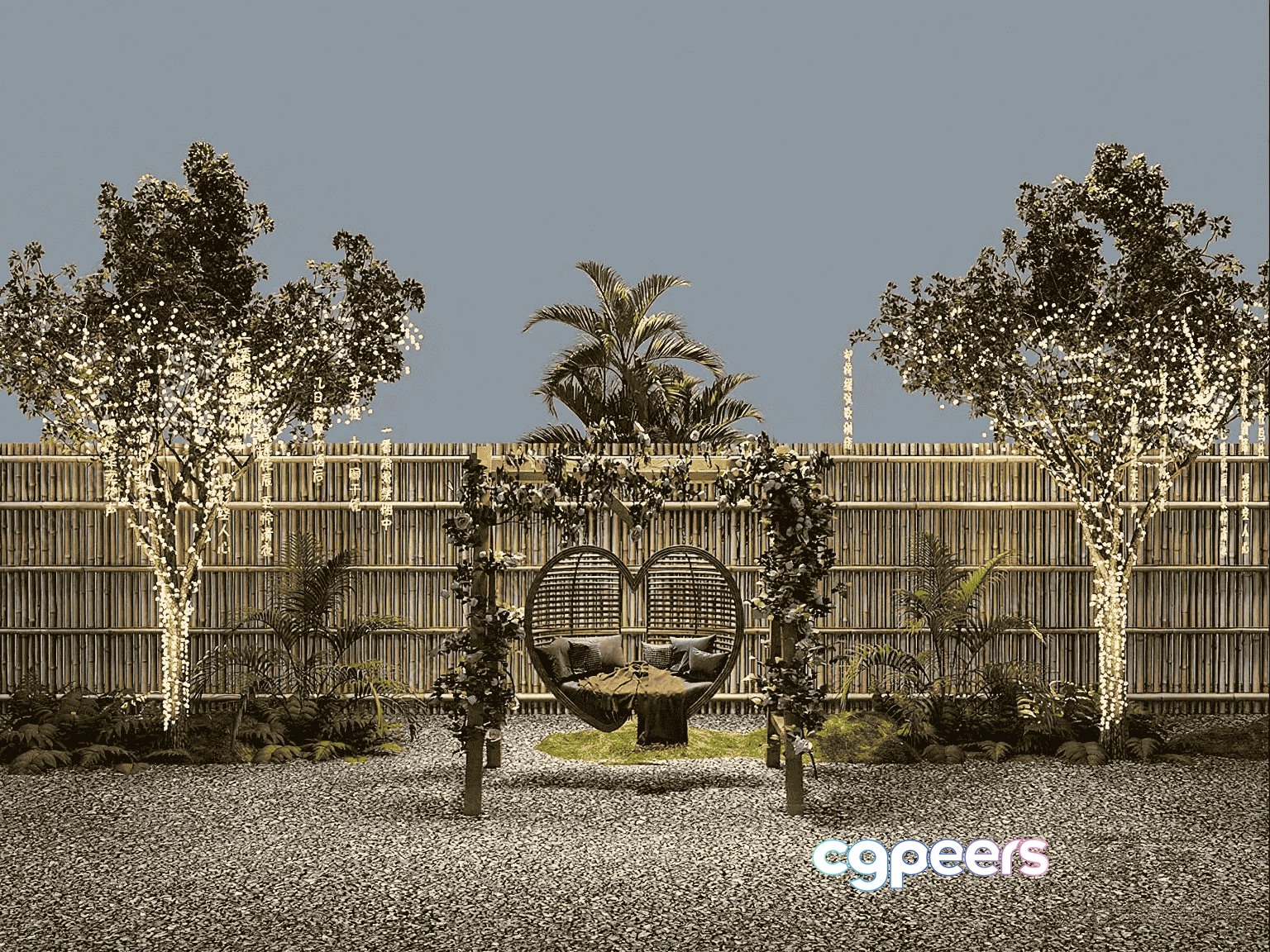 A Heart-Shaped Chair In A Garden 3D Model - 11584 - VRAY Render A Heart-Shaped Chair In A Garden 3D Model - 11584 - VRAY Render