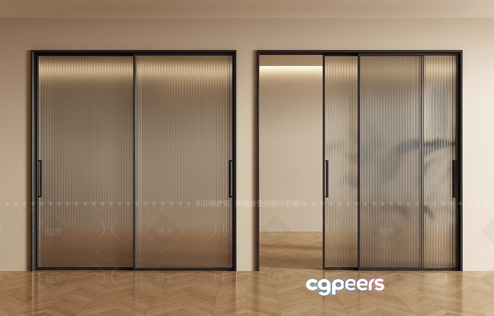 Modern Sliding Closet Doors 3D Model - 16194 - VRAY Render
