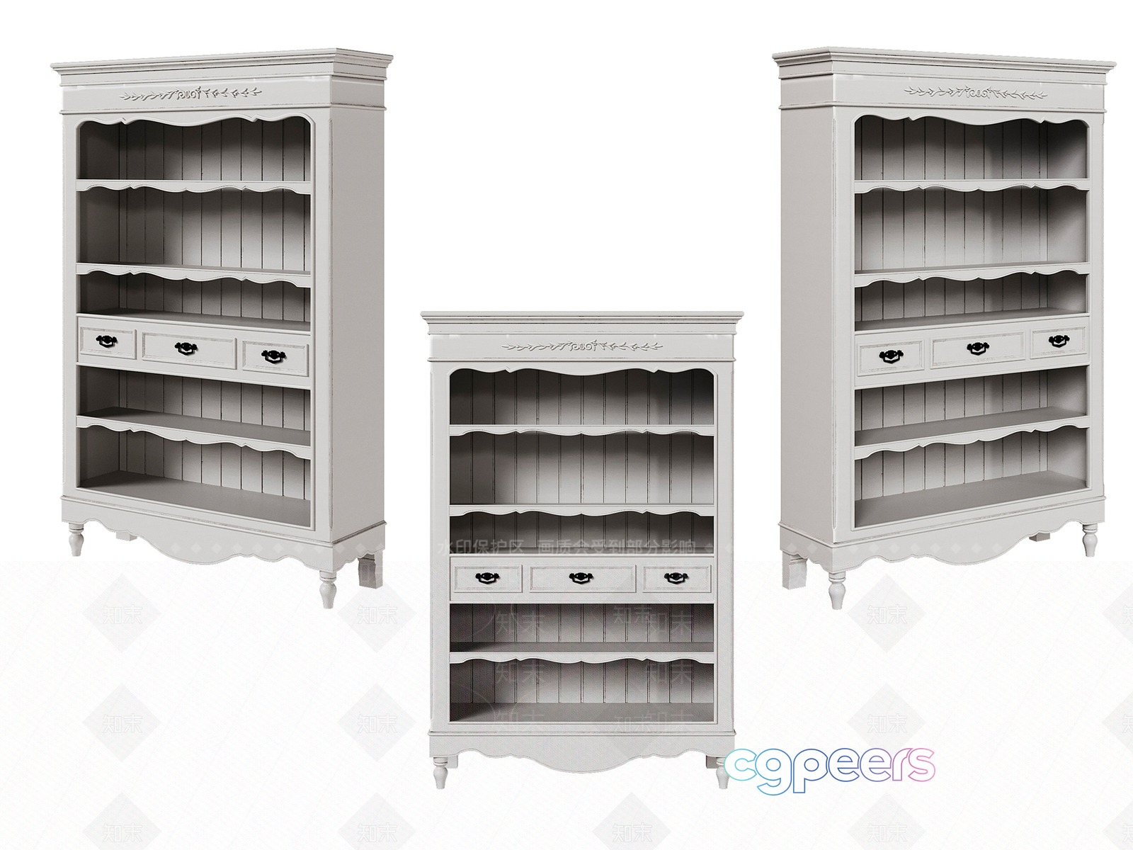 A White Bookshelf 3D Model - 3182 - VRAY Render