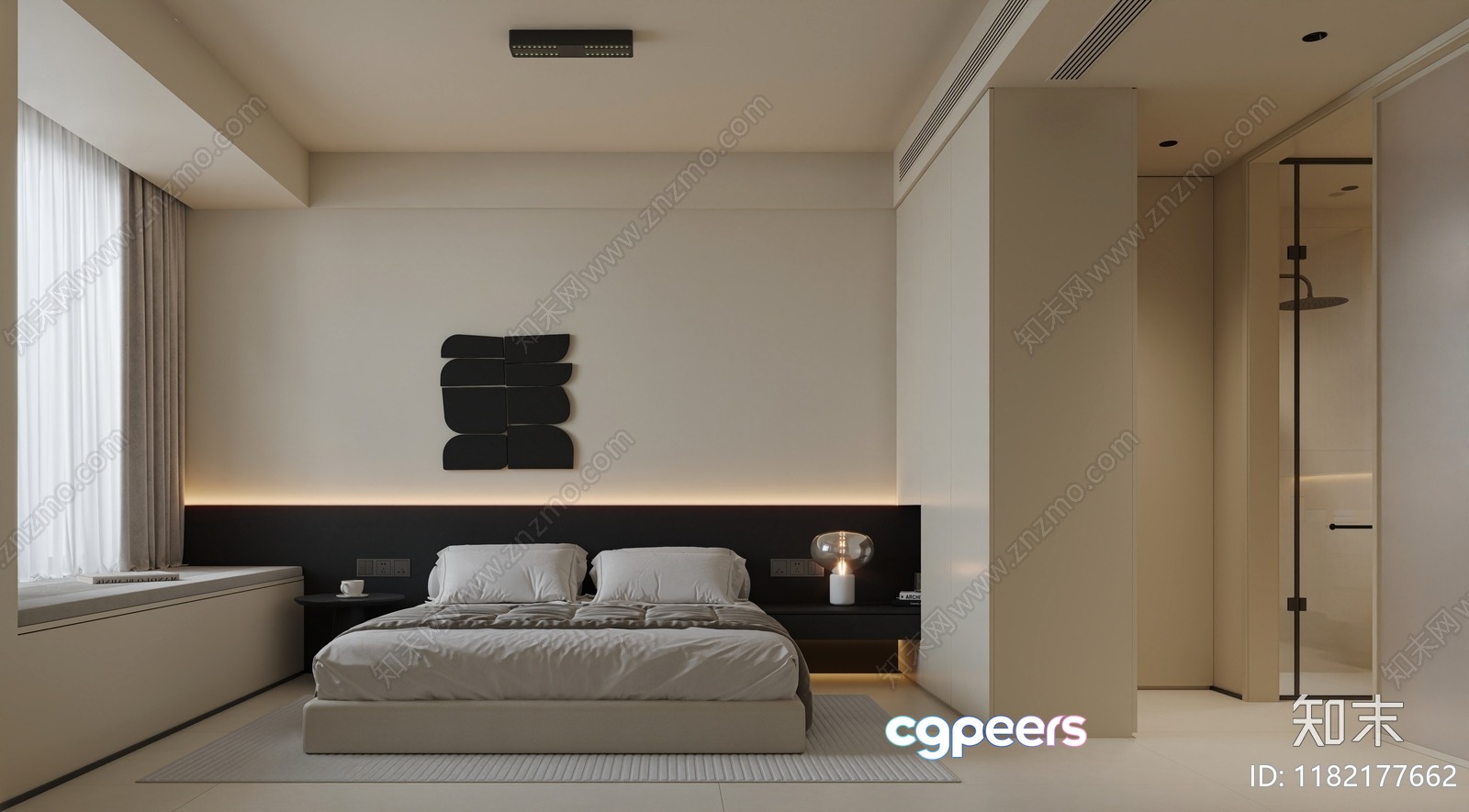Modern Minimalist Bedroom 3D Model - 7851 - VRAY Render