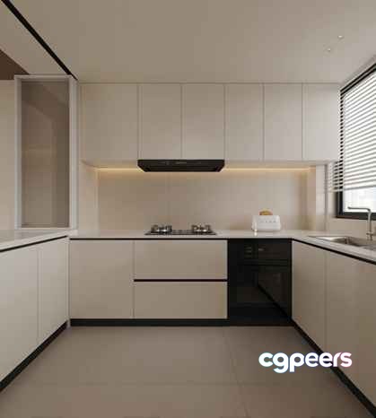 Modern Minimalist Kitchen 3D Model - 22480 - CORONA Render
