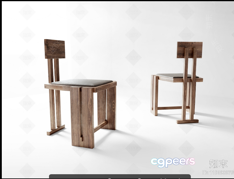 Wooden Chairs With Square Seats 3D Model - 13843 - CORONA Render Wooden Chairs With Square Seats 3D Model - 13843 - CORONA Render