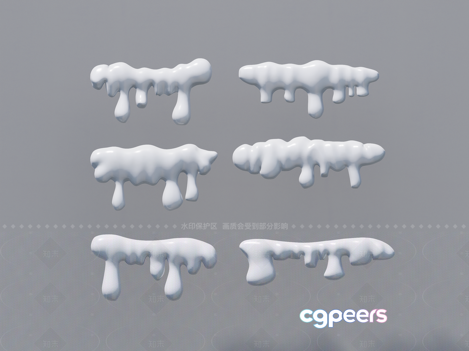 White Paint Drips 3D Model - 1342 - VRAY Render