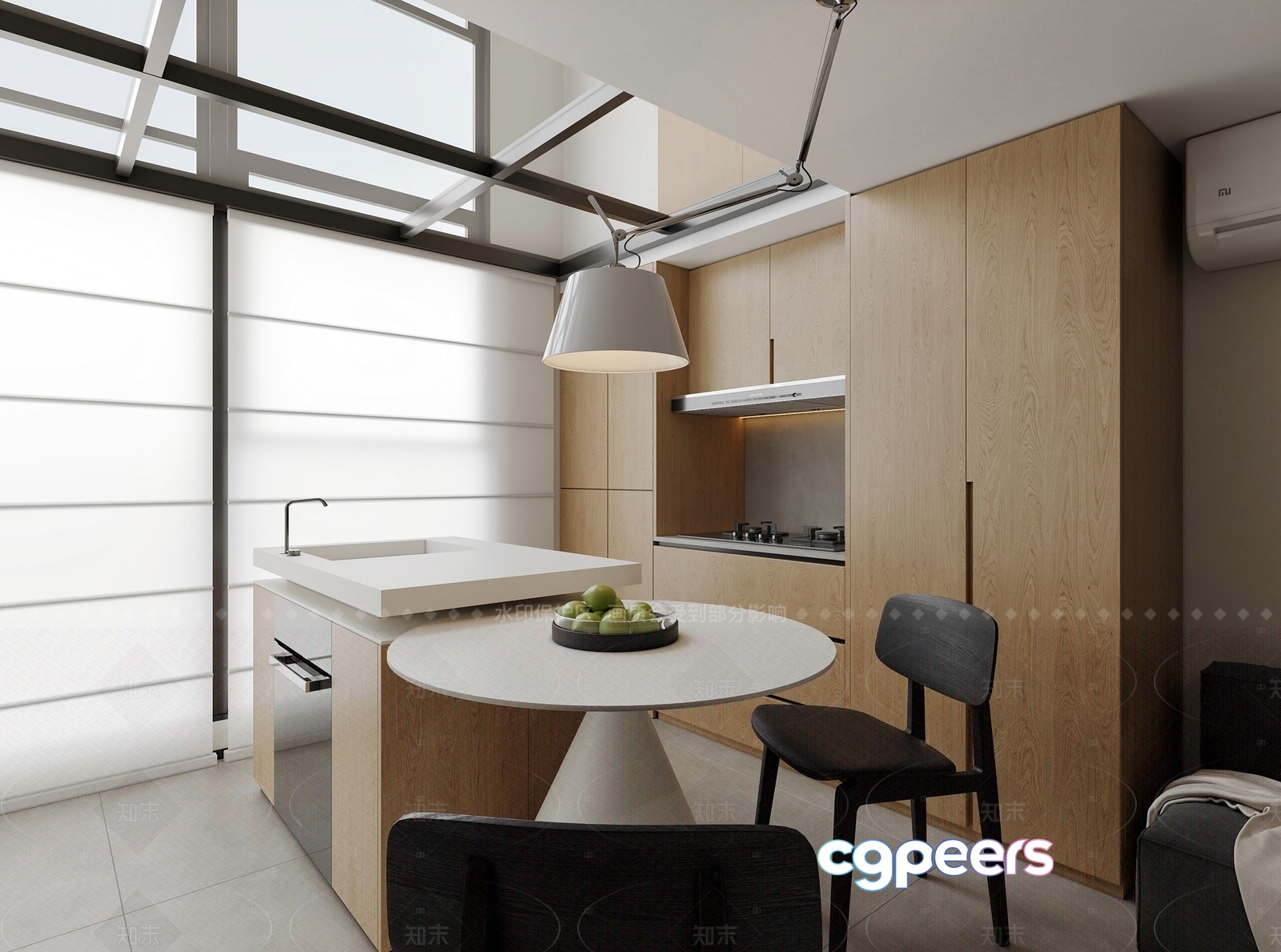 Modern Minimalist Kitchen 3D Model - 23682 - VRAY Render