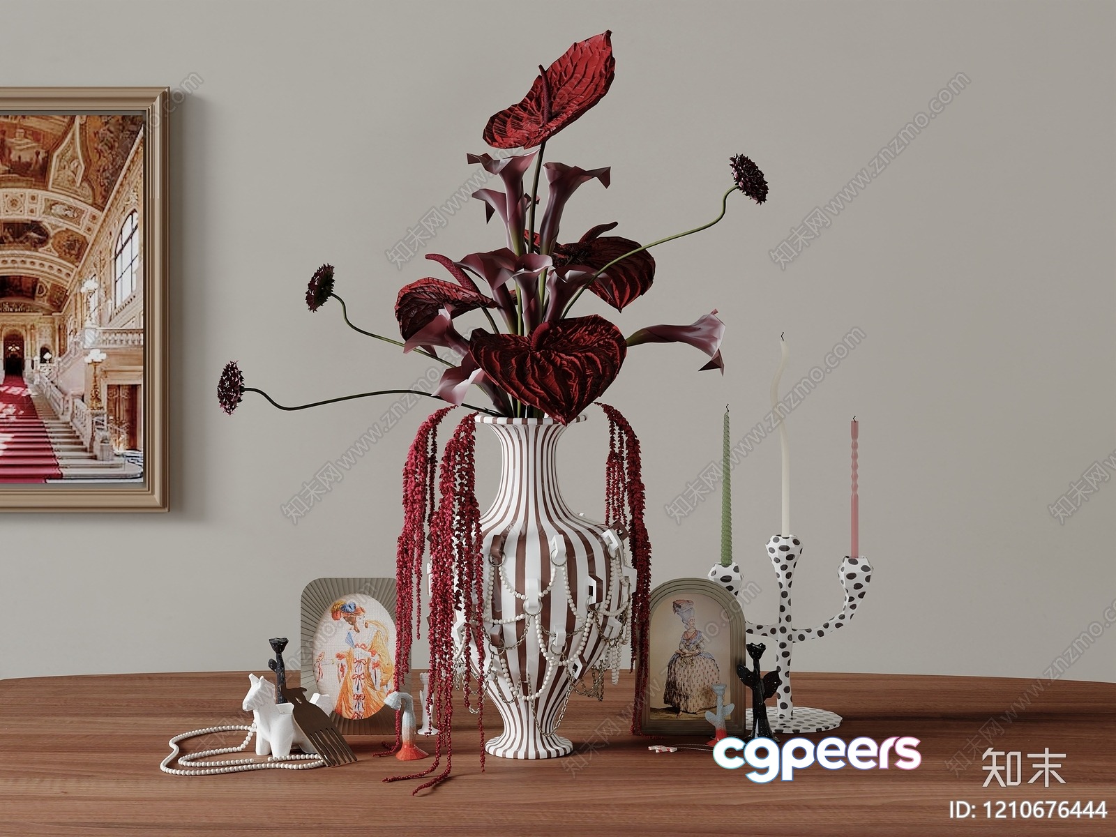 Artistic Still Life With Vase And Candlesticks 3D Model - 2998 - VRAY Render