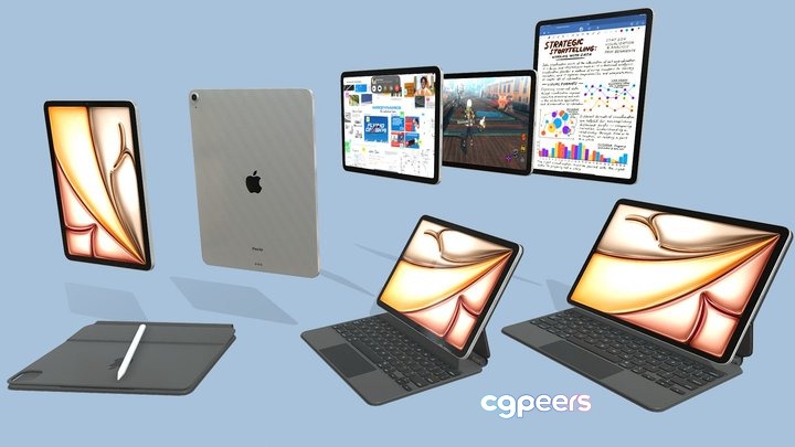 3D Game Assets - Apple Ipad Air 2024 In Starlight Full Collection 3D Game Assets - Apple Ipad Air 2024 In Starlight Full Collection