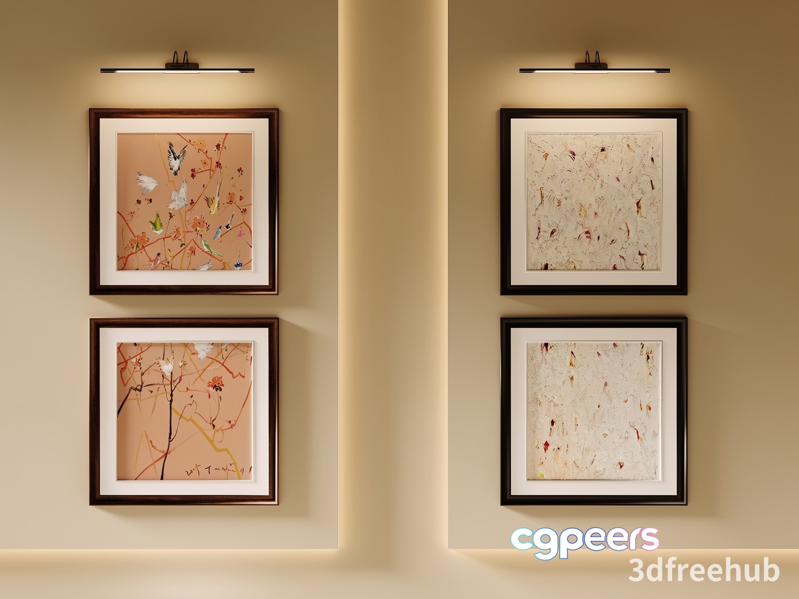 Four Framed Paintings On A Wall 3D Model - 23631 - VRAY Render