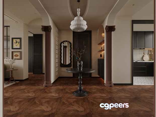 Classic Dark Wood Floor 3D Model - 13830 - CORONA Render