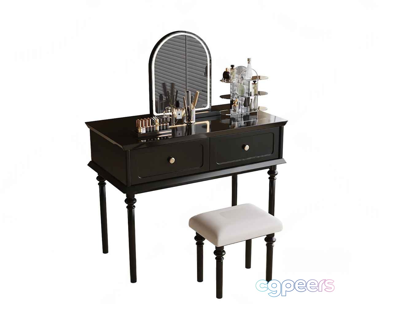 A Black Vanity With A White Stool 3D Model - 16743 - VRAY Render A Black Vanity With A White Stool 3D Model - 16743 - VRAY Render
