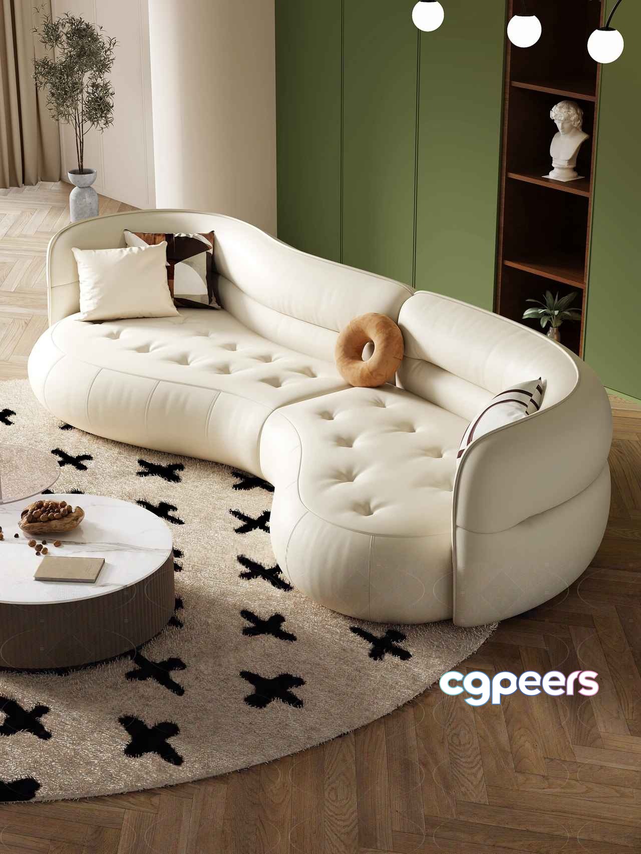 Modern White Sofa 3D Model - 1715 - CORONA Render Modern White Sofa 3D Model - 1715 - CORONA Render