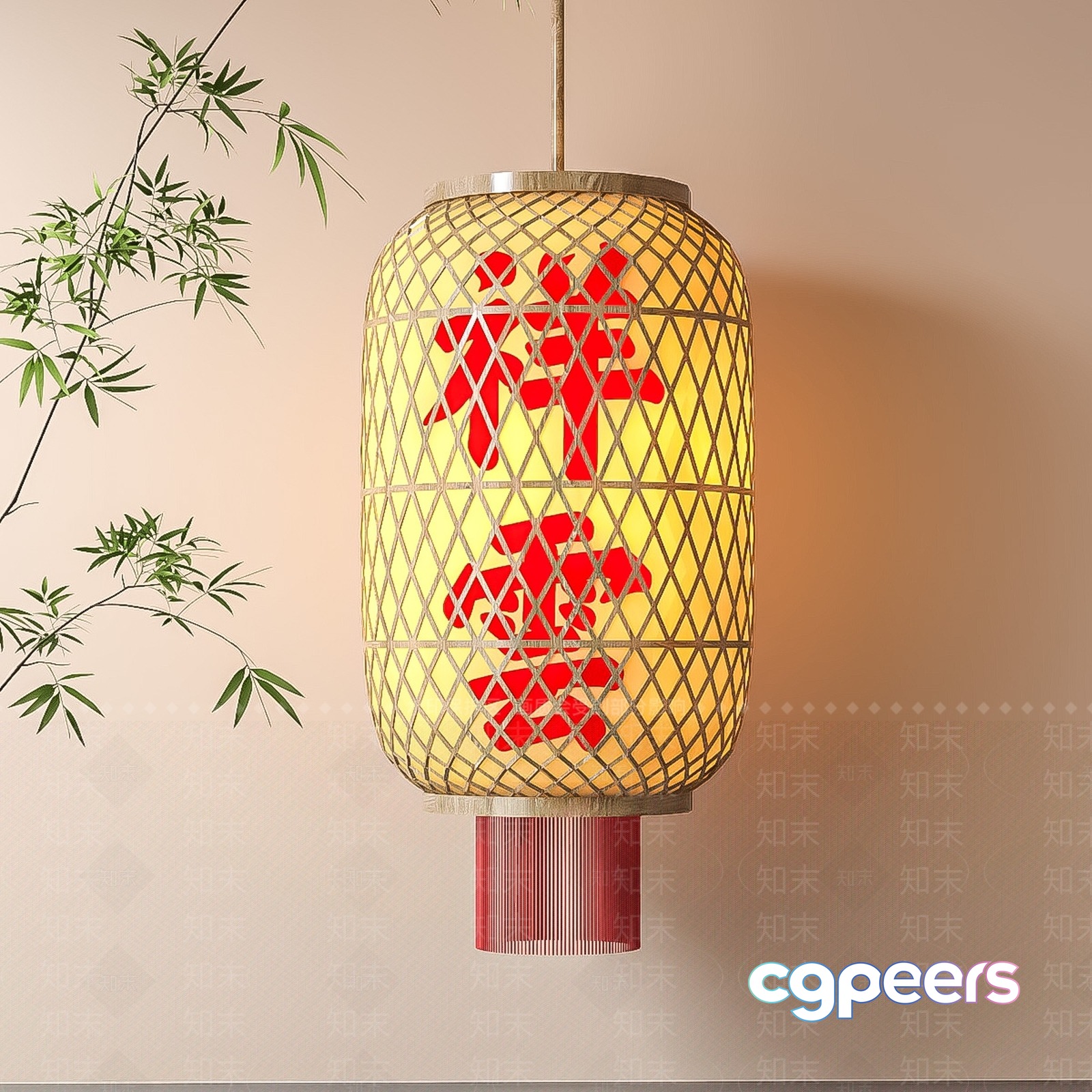 A Decorative Chinese Lantern 3D Model - 14996 - VRAY Render