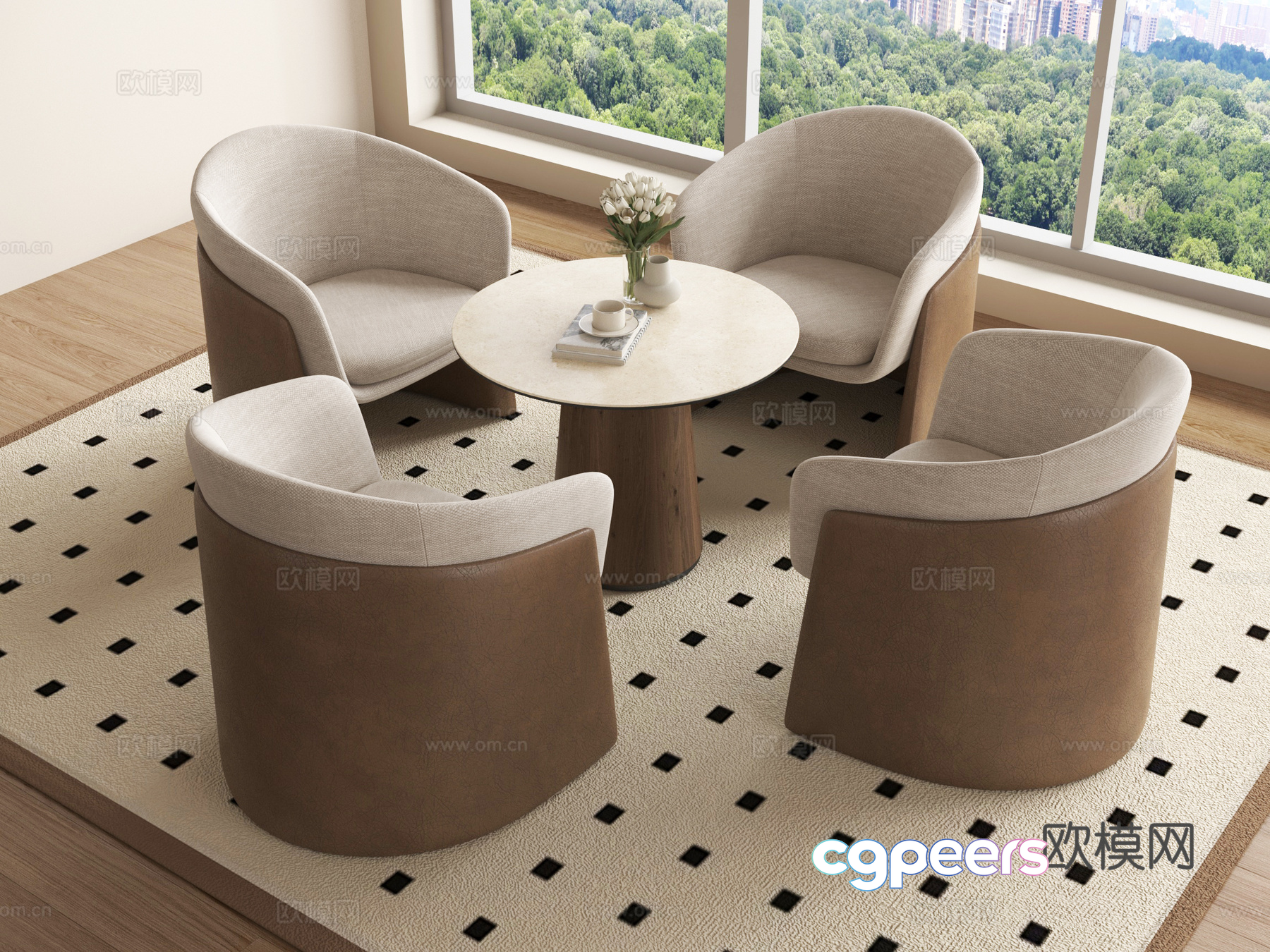 Modern Living Room 3D Model - 7478 - VRAY Render