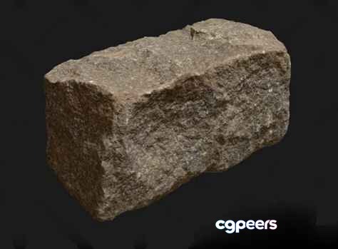 A Rough Stone Block 3D Model - 21111 - VRAY Render