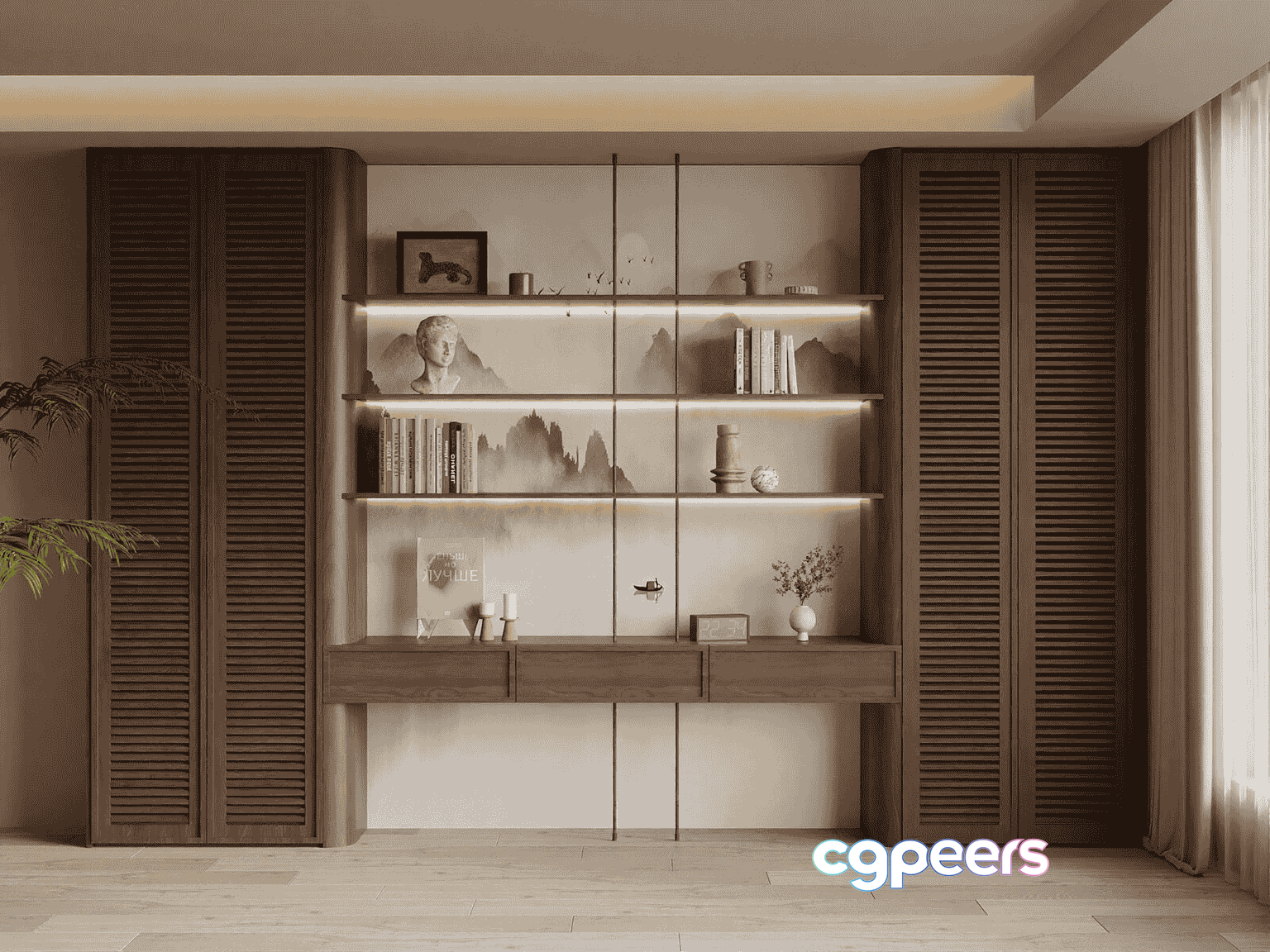 Modern Shelving Unit 3D Model - 14295 - VRAY Render