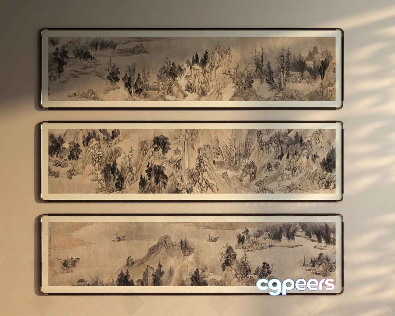 Three Landscape Paintings 3D Model - 1209 - VRAY Render