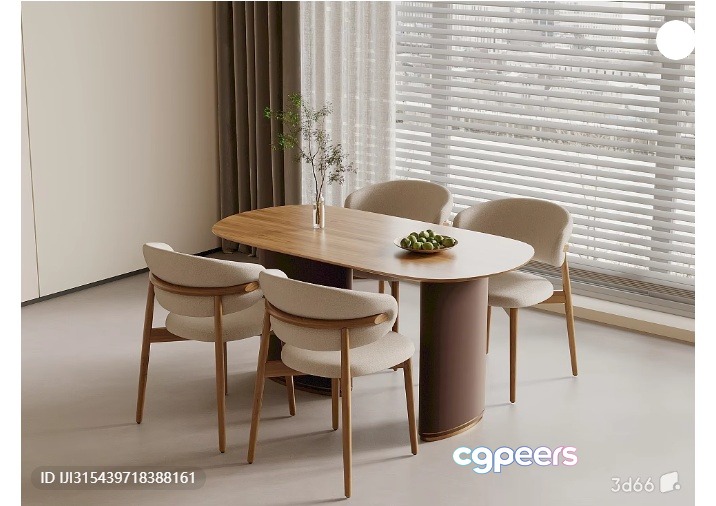 Modern Dining Room 3D Model - 327 - VRAY Render