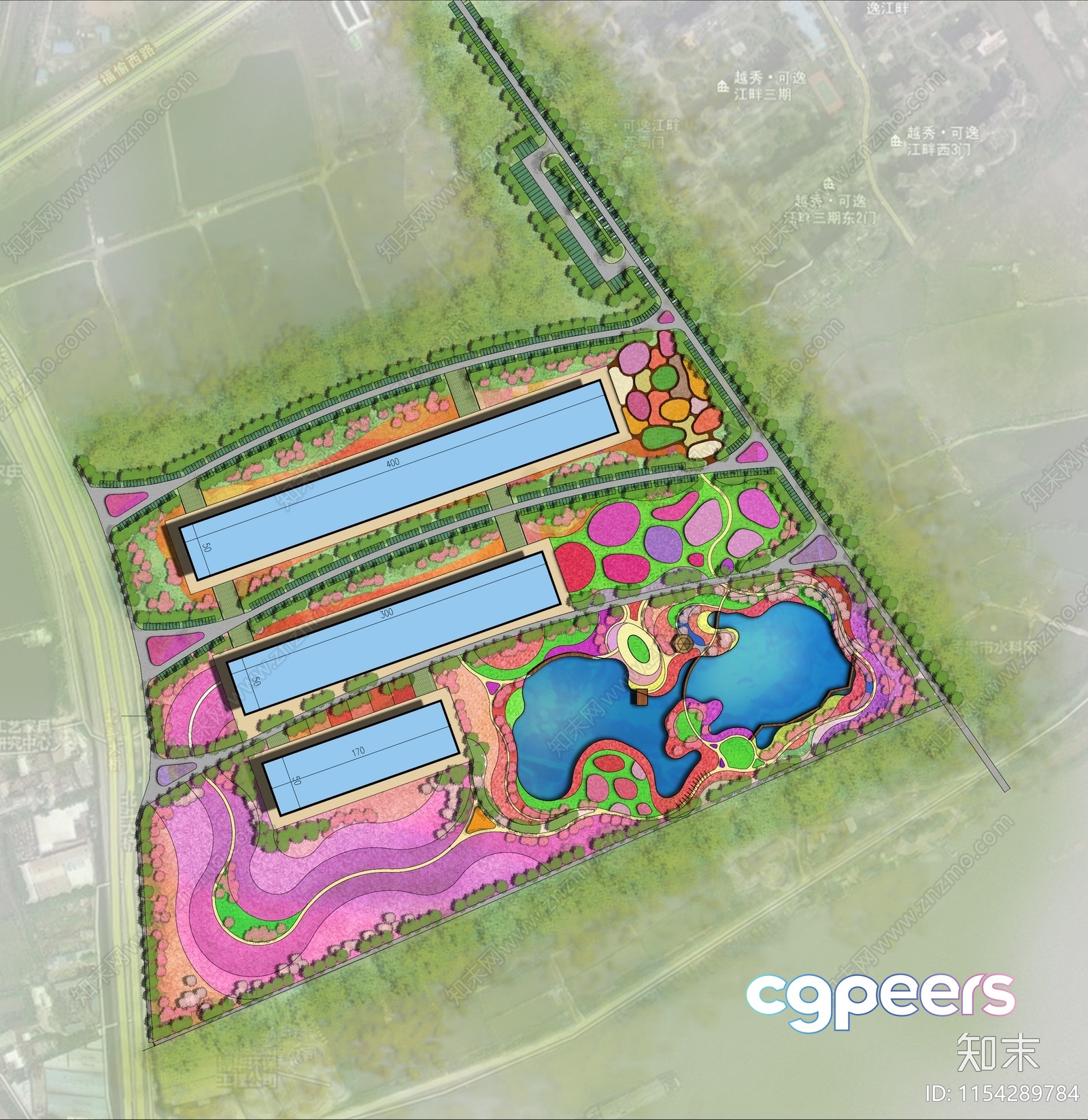 A Colorful Garden And Building Complex 3D Model - 11718 - VRAY Render A Colorful Garden And Building Complex 3D Model - 11718 - VRAY Render
