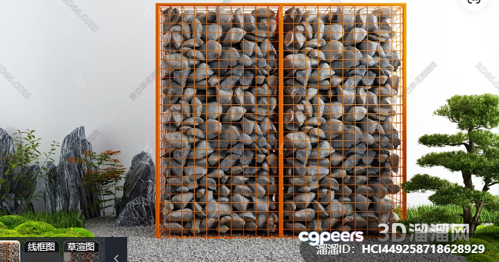 A Pile Of Rocks In A Metal Cage 3D Model - 21028 - VRAY Render A Pile Of Rocks In A Metal Cage 3D Model - 21028 - VRAY Render