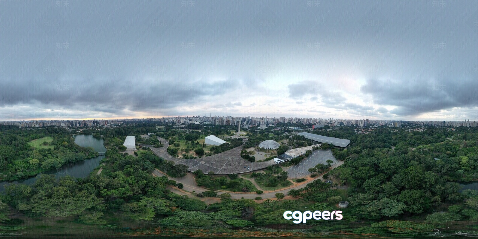 The Main Subject Is A Large Building Complex In A Park 3D Model - 13869 - VRAY Render