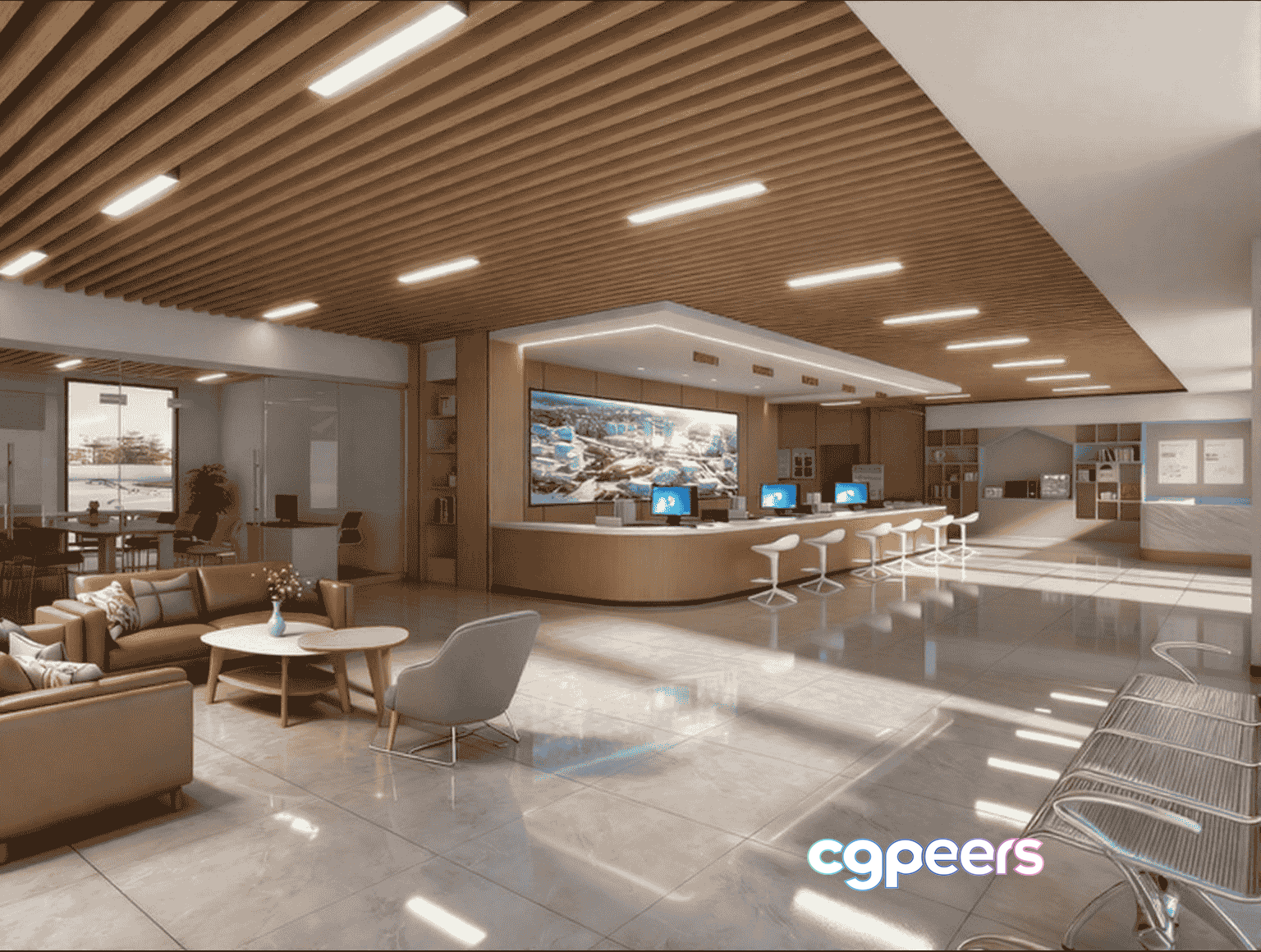 Modern Office Space 3D Model - 12388 - VRAY Render