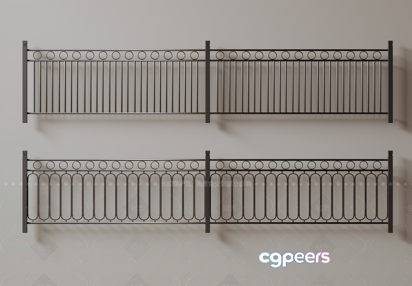 A Decorative Metal Railing 3D Model - 2783 - VRAY Render