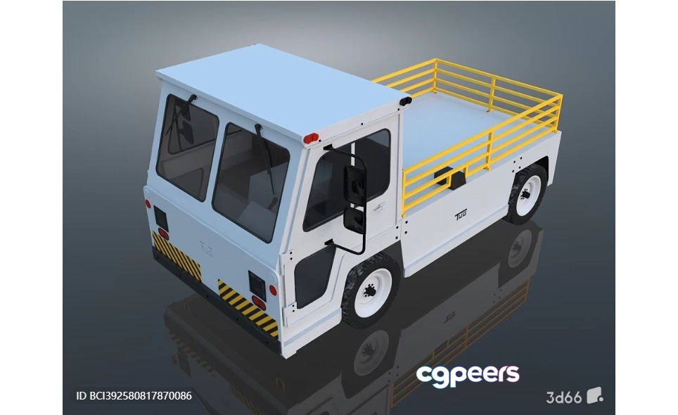 A White Truck With A Yellow Railing On The Back 3D Model - 11182 - VRAY Render A White Truck With A Yellow Railing On The Back 3D Model - 11182 - VRAY Render