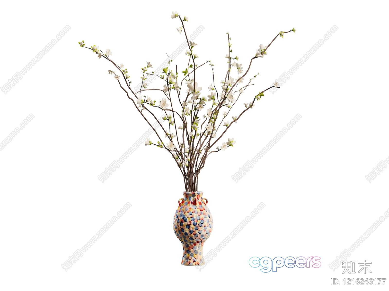 A Colorful Vase With Flowers 3D Model - 13905 - VRAY Render A Colorful Vase With Flowers 3D Model - 13905 - VRAY Render