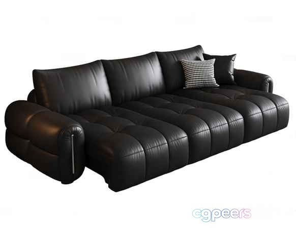 Black Leather Sofa 3D Model - 12034 - CORONA Render