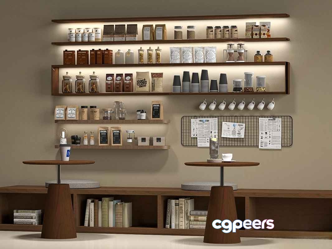 A Coffee Shop Interior 3D Model - 10914 - VRAY Render