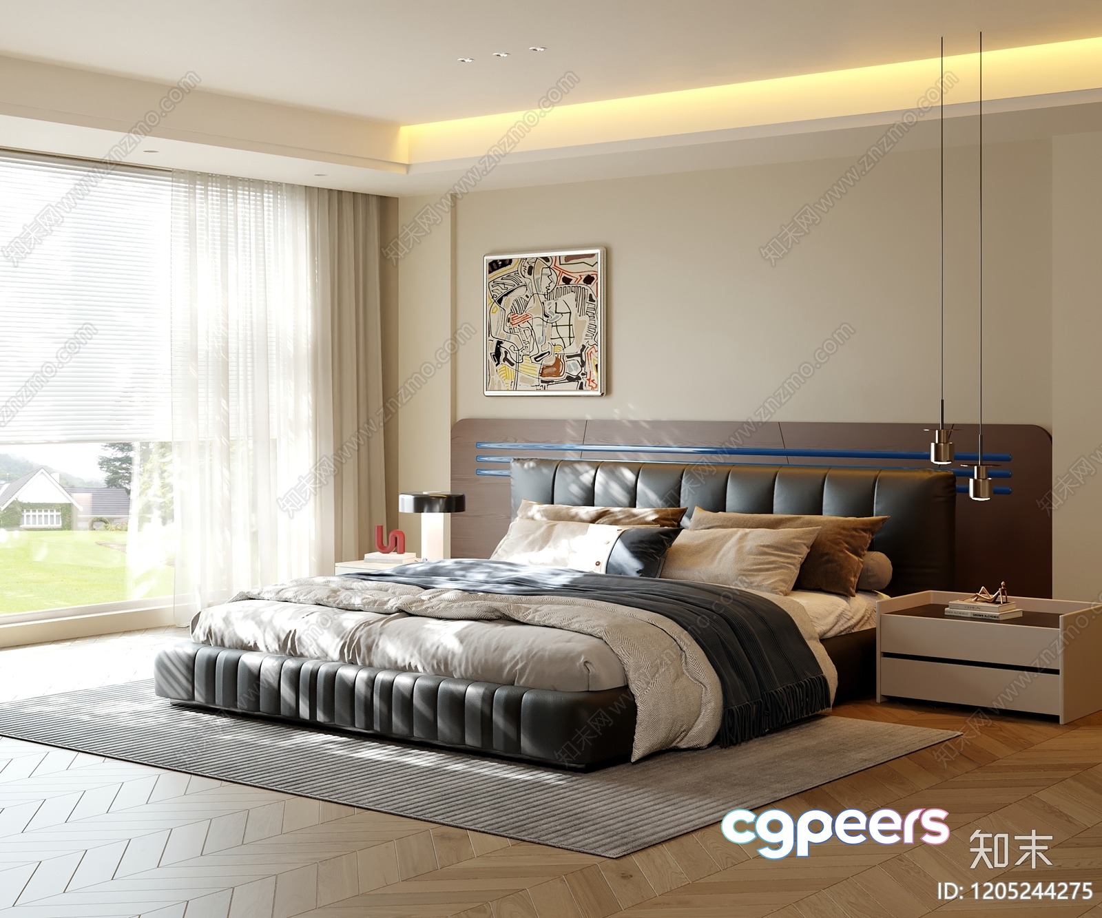 Cozy Modern Bedroom 3D Model - 247 - CORONA Render Cozy Modern Bedroom 3D Model - 247 - CORONA Render