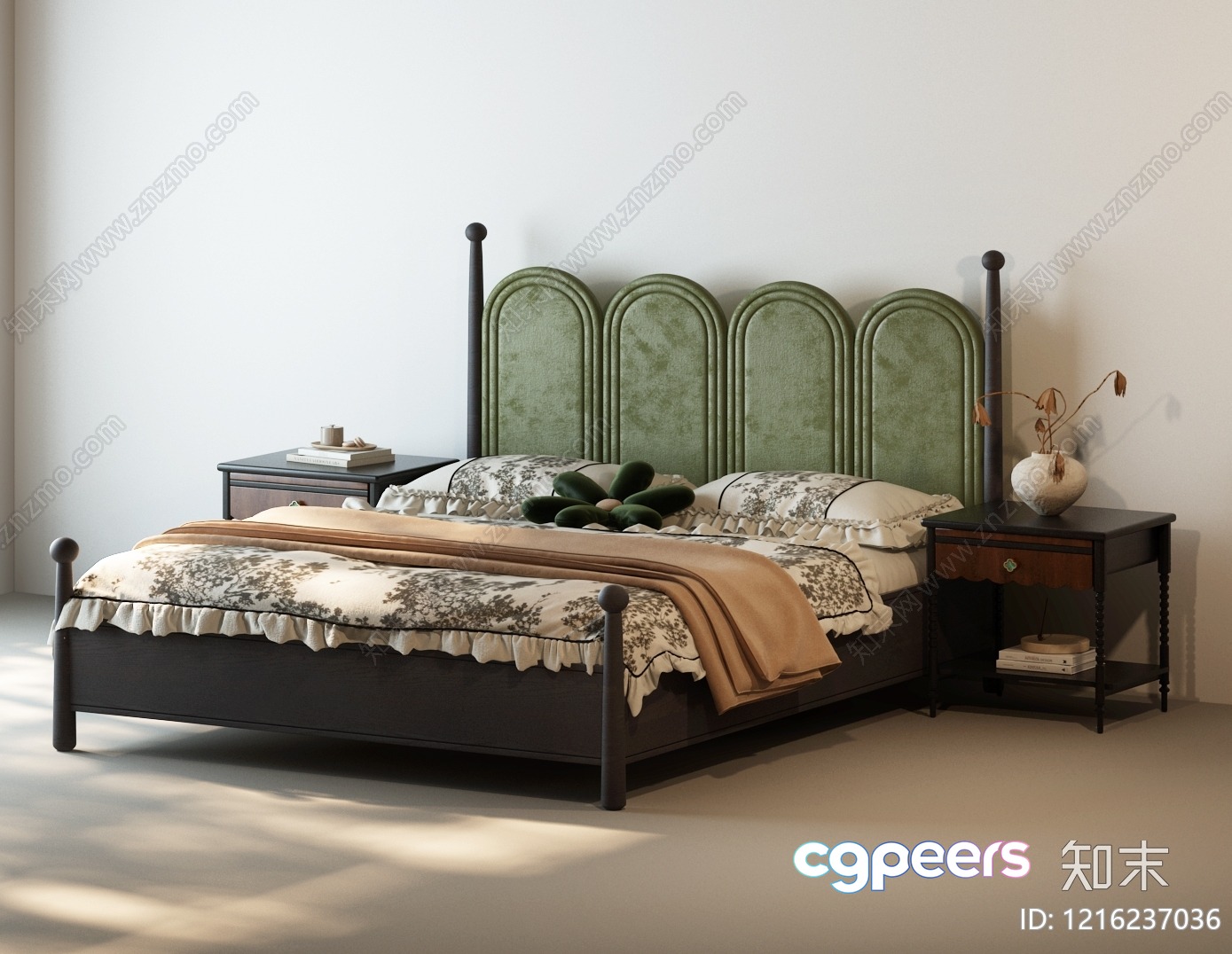 A Bedroom With A Large Bed 3D Model - 15071 - VRAY Render