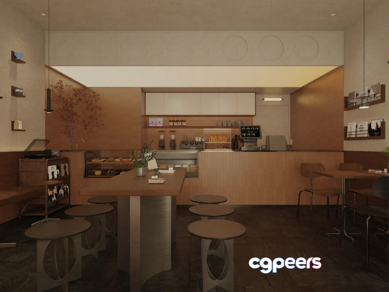 A Modern Cafe Interior 3D Model - 1796 - VRAY Render