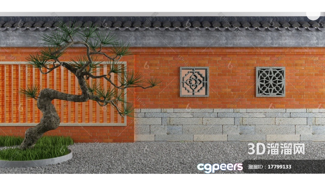 A 3D Rendering Of An Orange Brick Wall 3D Model - 4915 - VRAY Render