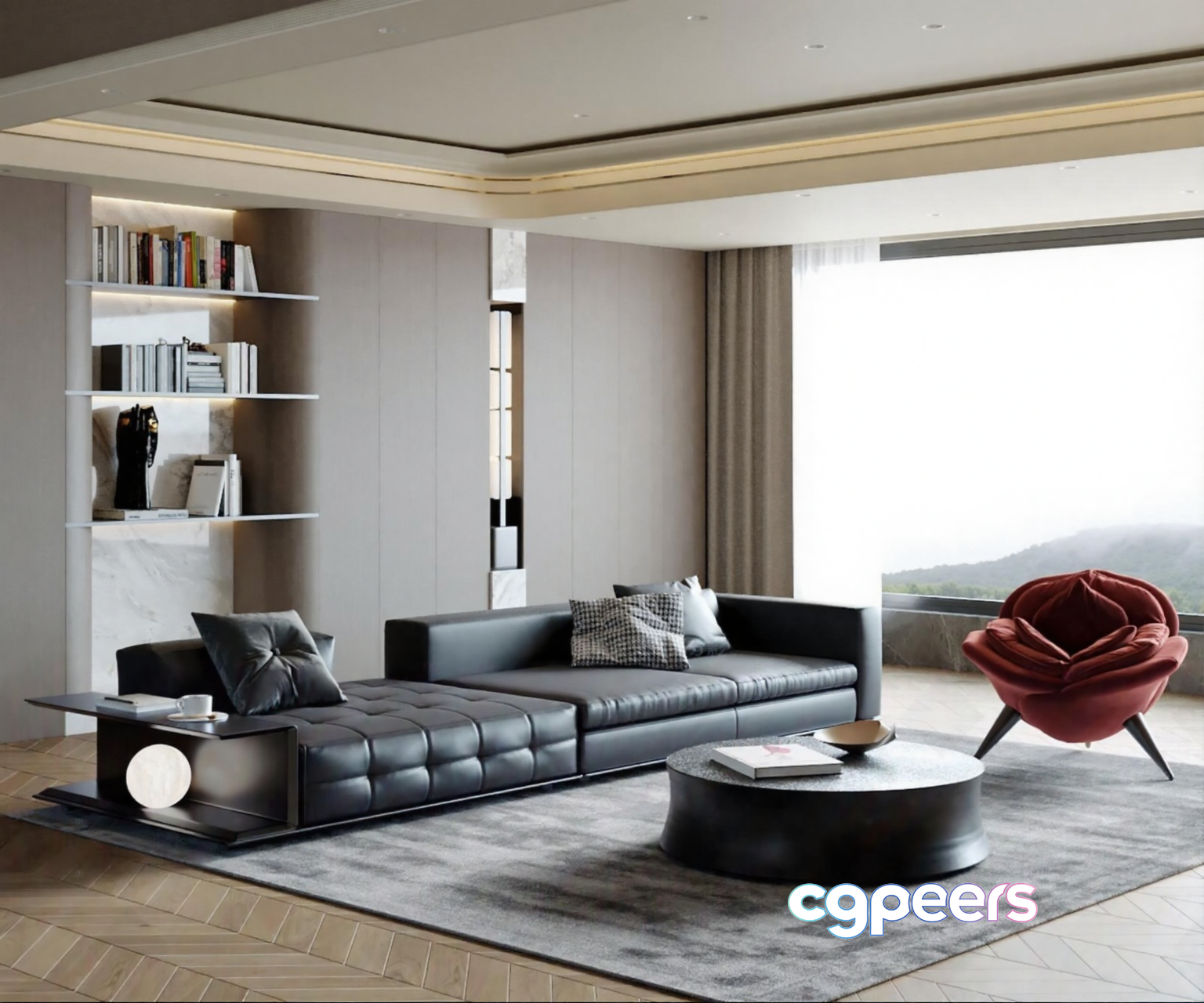 Modern Living Room 3D Model - 2558 - CORONA Render Modern Living Room 3D Model - 2558 - CORONA Render