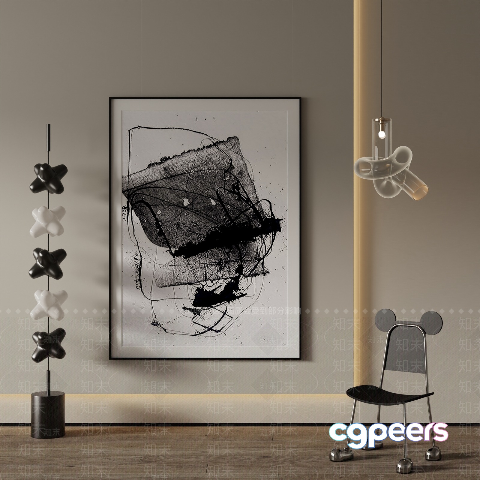 Modern Abstract Art 3D Model - 15734 - VRAY Render