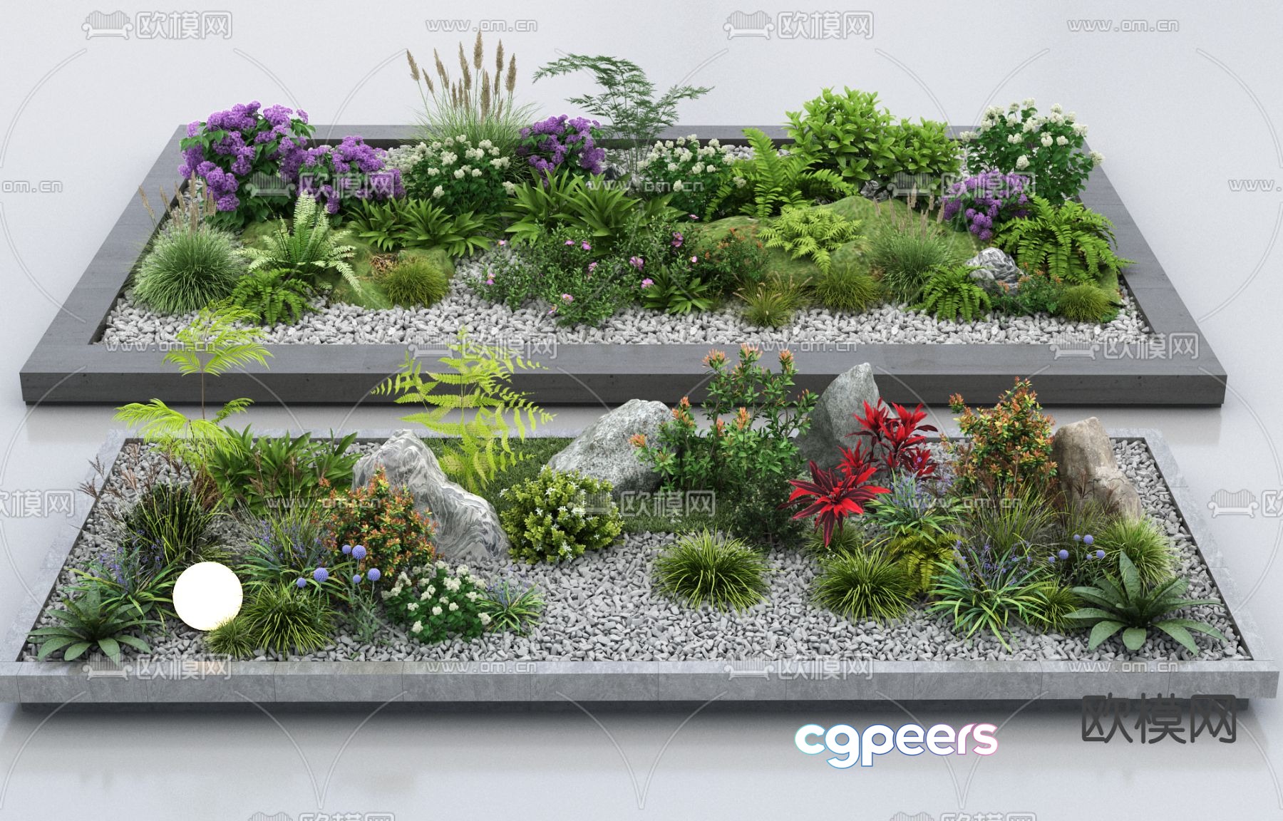 A Garden With Various Plants 3D Model - 10821 - VRAY Render