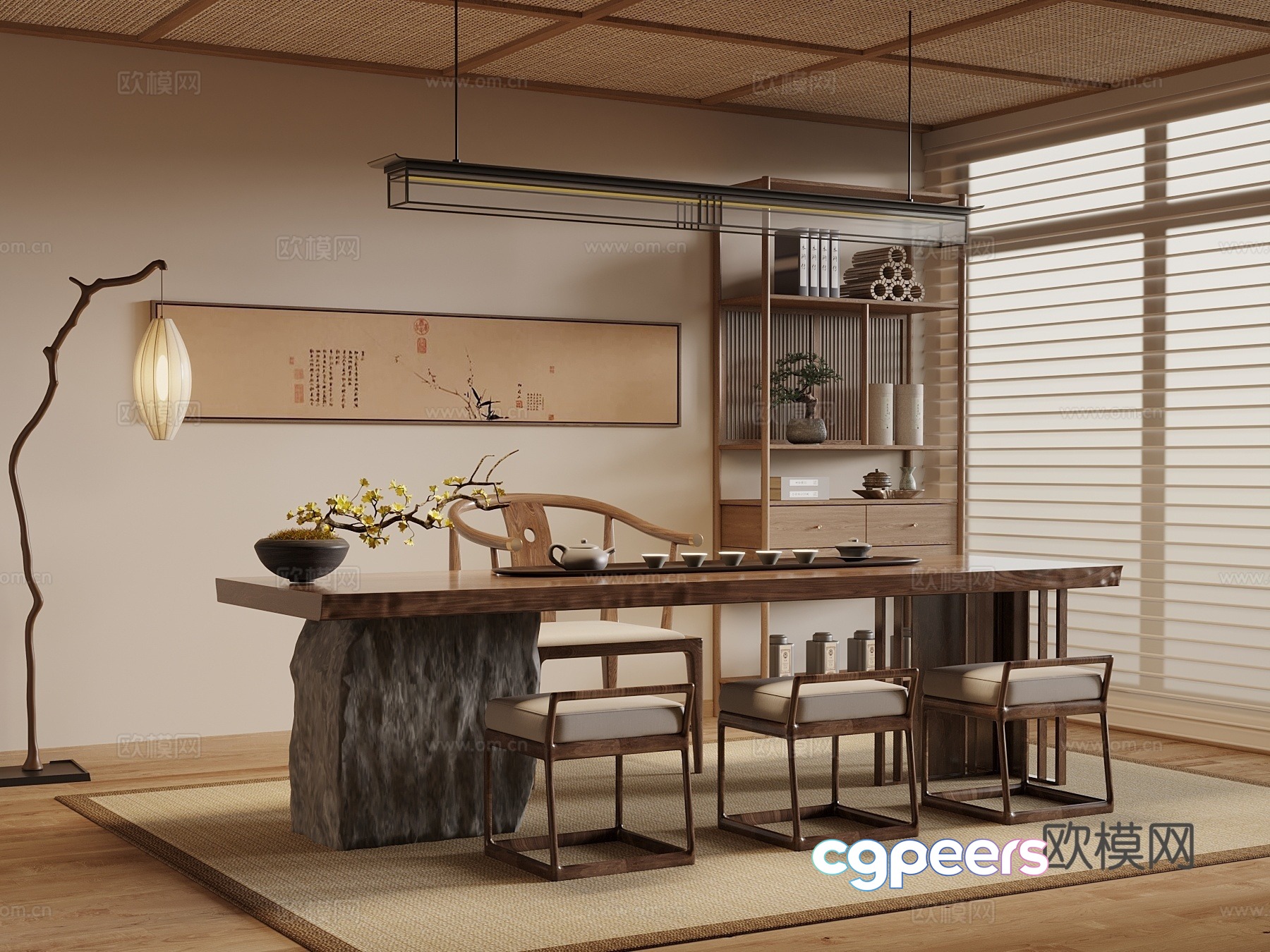 A Modern Dining Room 3D Model - 14621 - VRAY Render