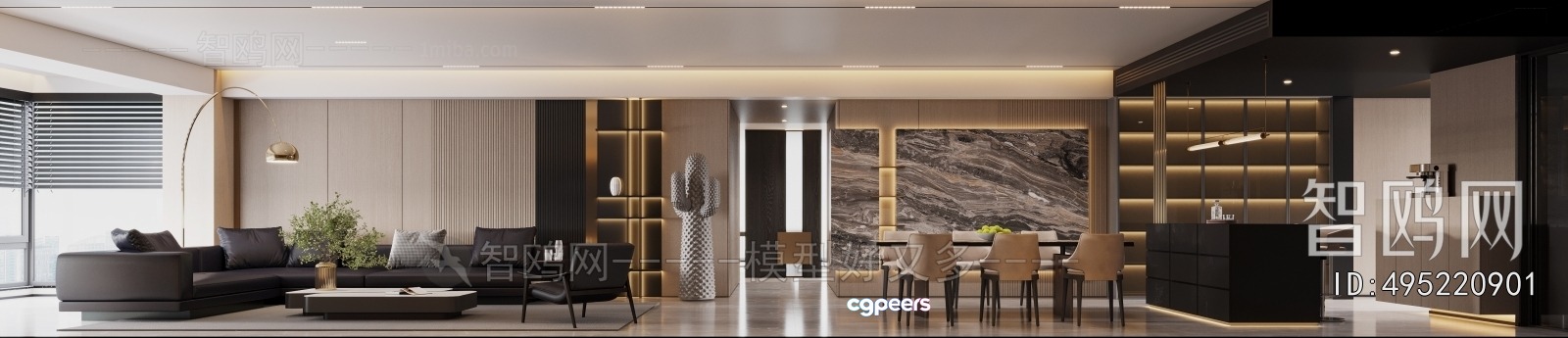 Modern Living Room 3D Model - 16583 - VRAY Render