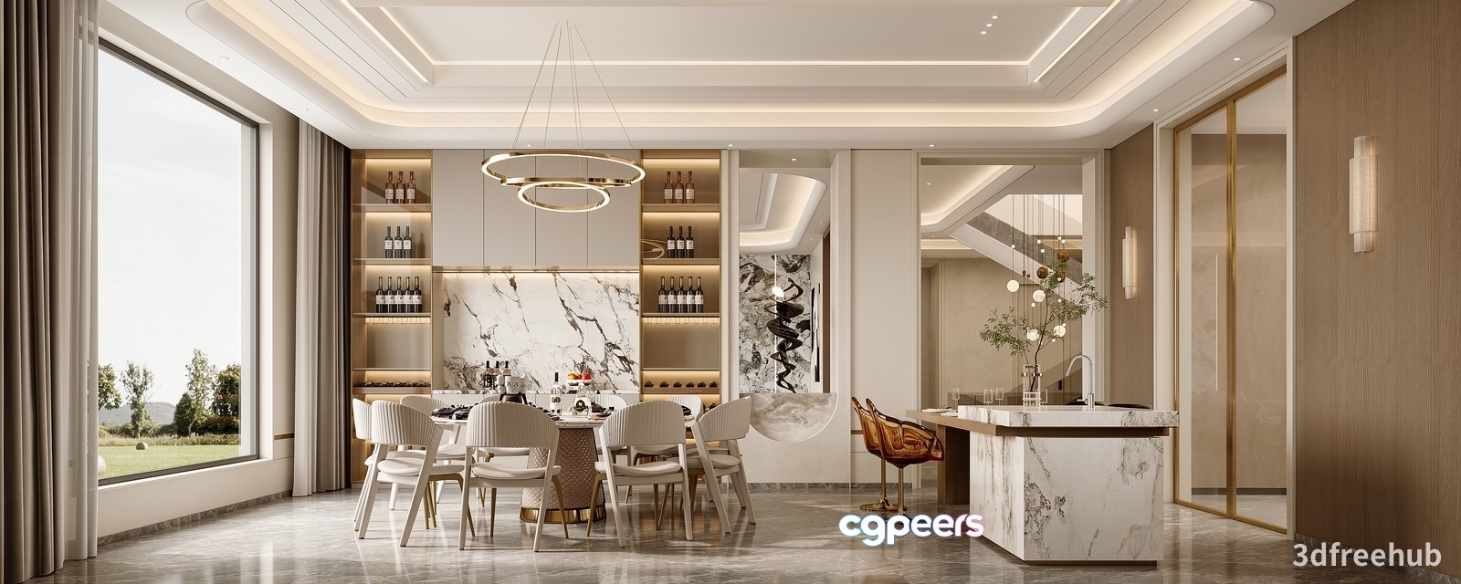 Modern Dining Room 3D Model - 19712 - VRAY Render