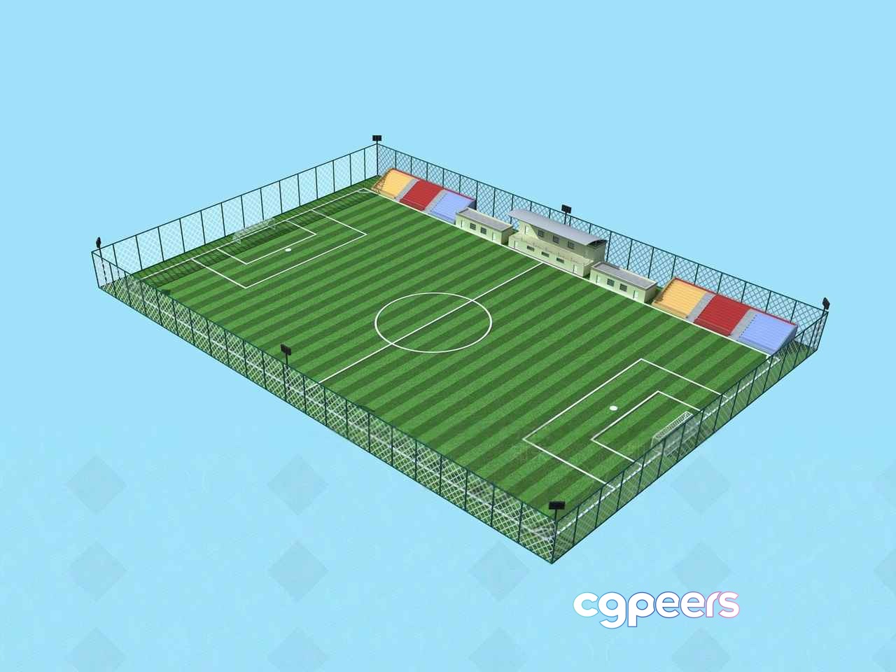 A Soccer Field 3D Model - 15483 - VRAY Render